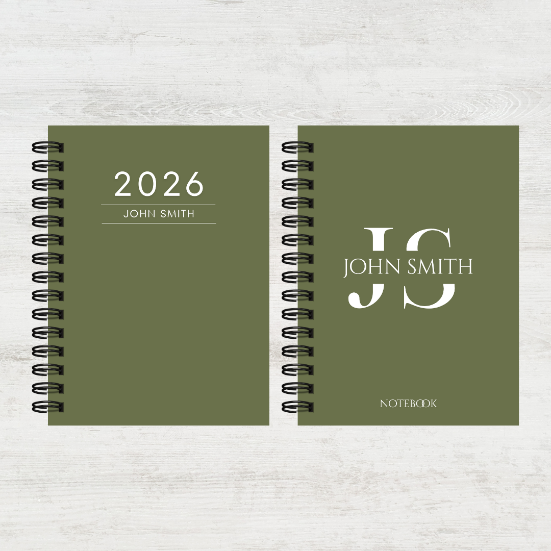 Personalised Men's 2026 Undated Diary (Multiple Colours)