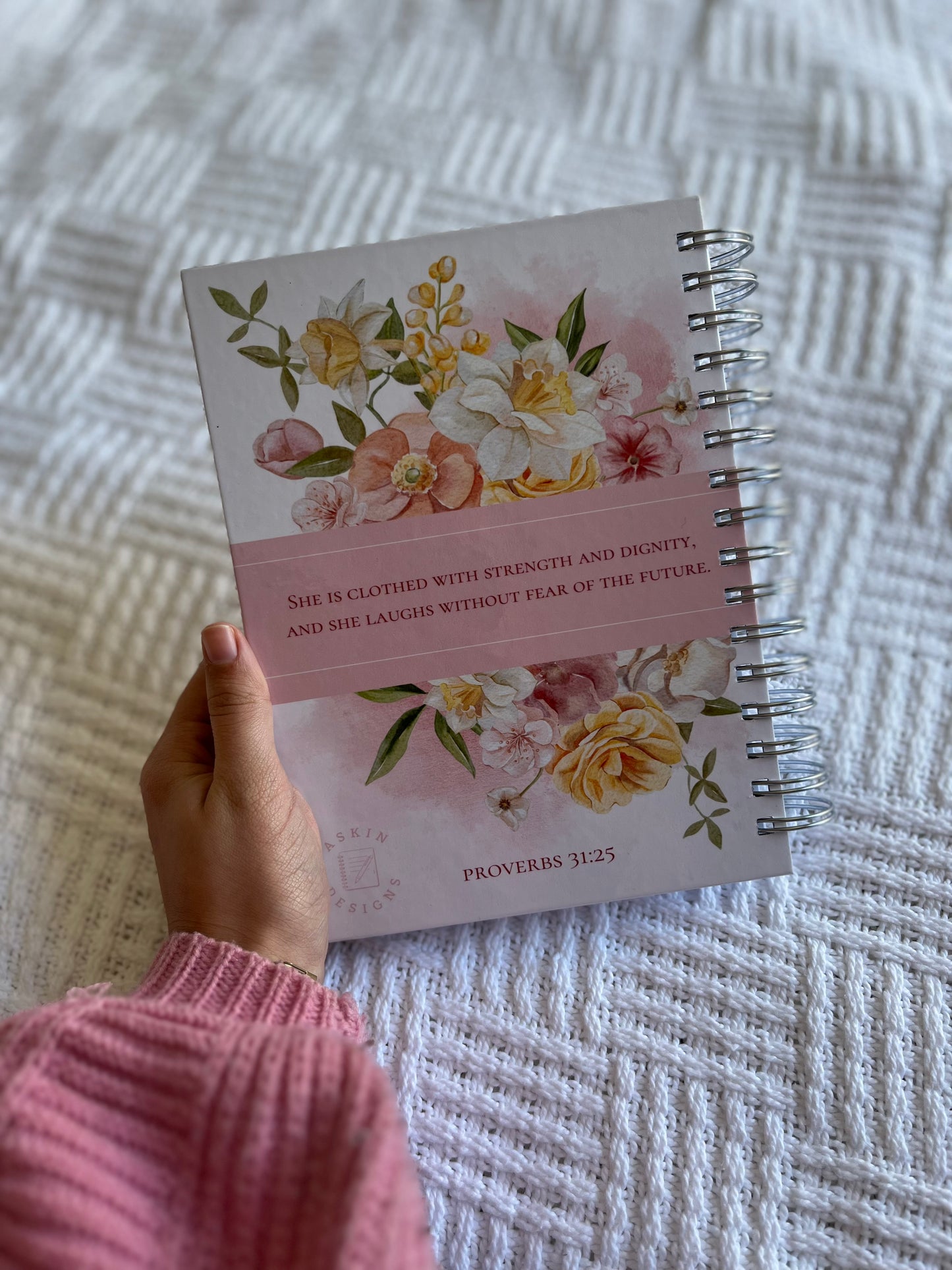 Personalised Devotional Journal for Mothers & Wives in Floral Pink and Yellow