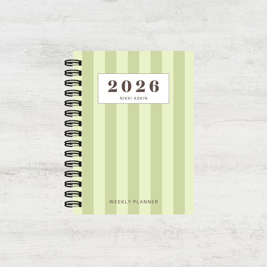 Pastel Striped 2026 Combined Weekly Planner + Notebook (Undated)