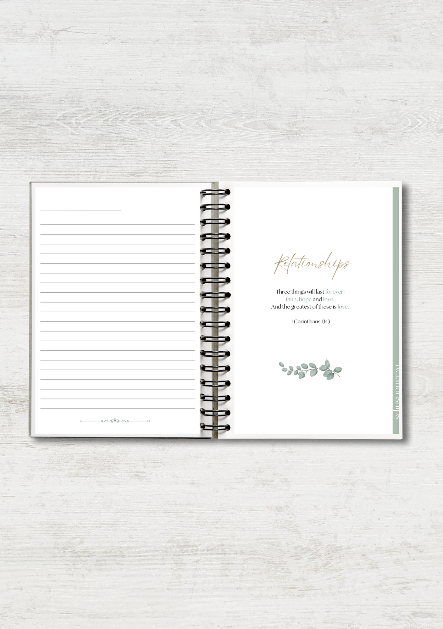 Eucalyptus Leaf Prayer Journal with Sections