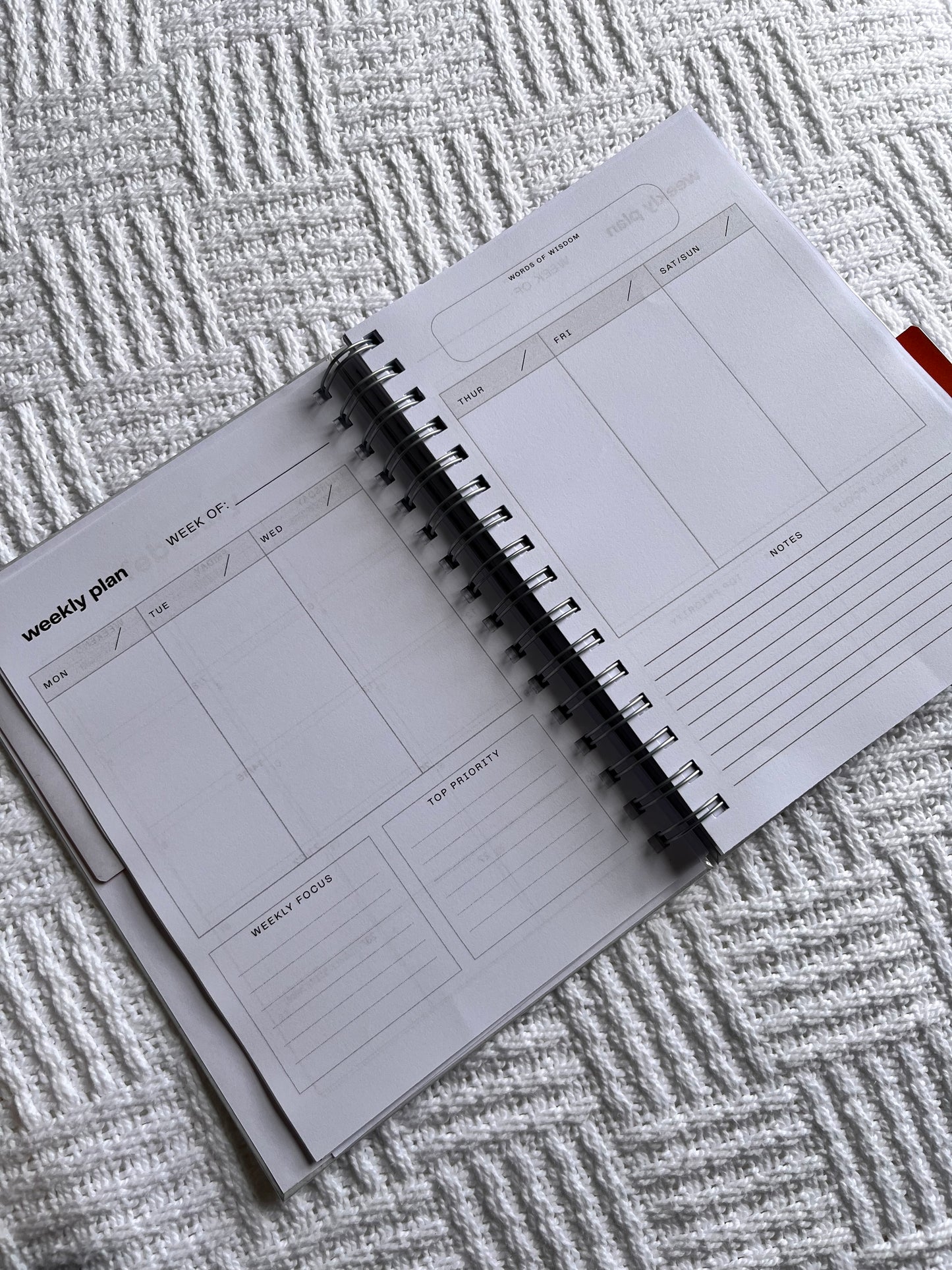 Men's Grey & Orange 2026 Combined Weekly Planner + Notebook (Undated)
