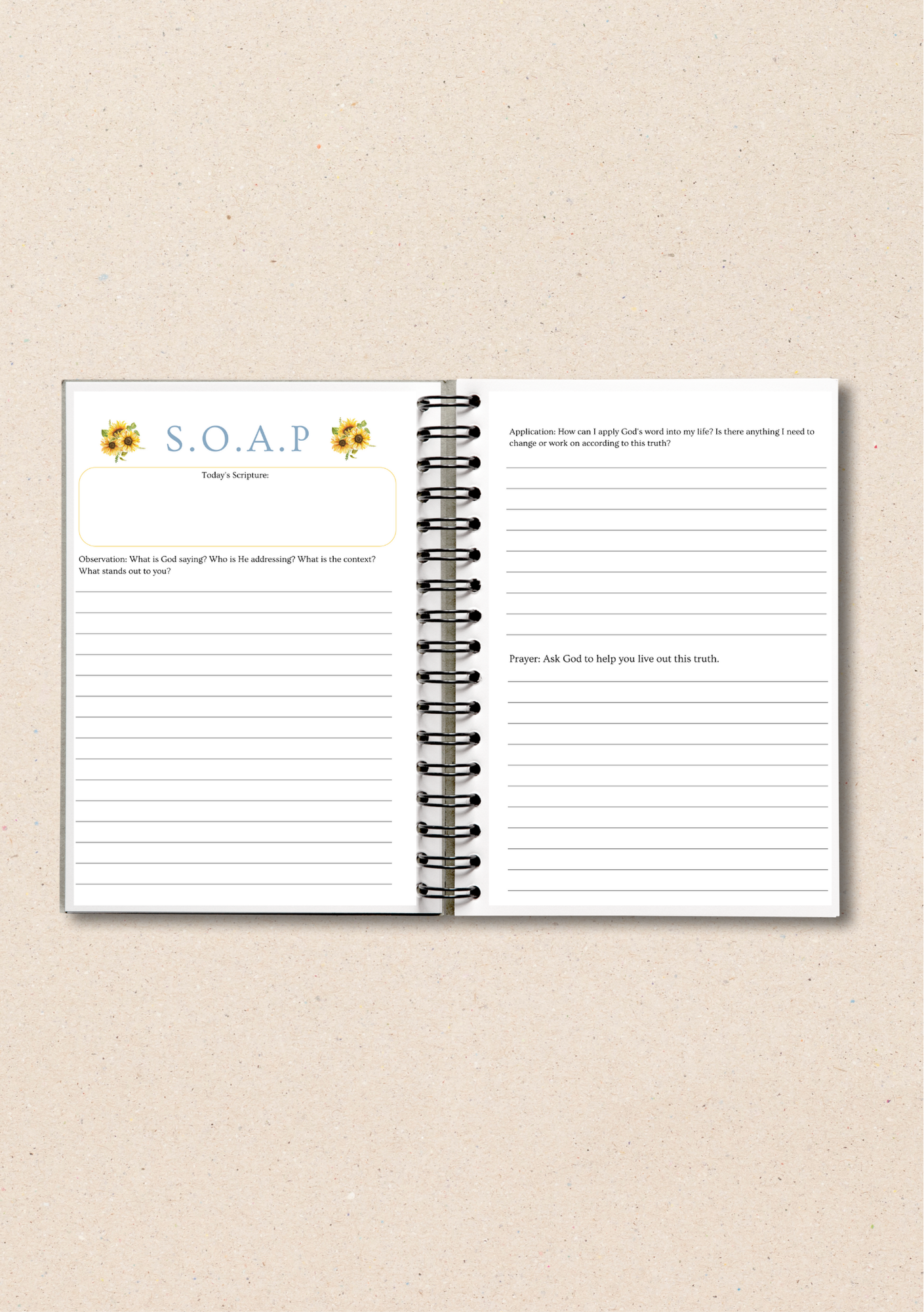 Personalised Sunflower Prayer & Bible Study Journal in One