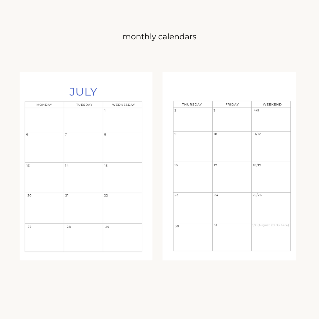 Blue 6-month Undated Varsity Academic Planner