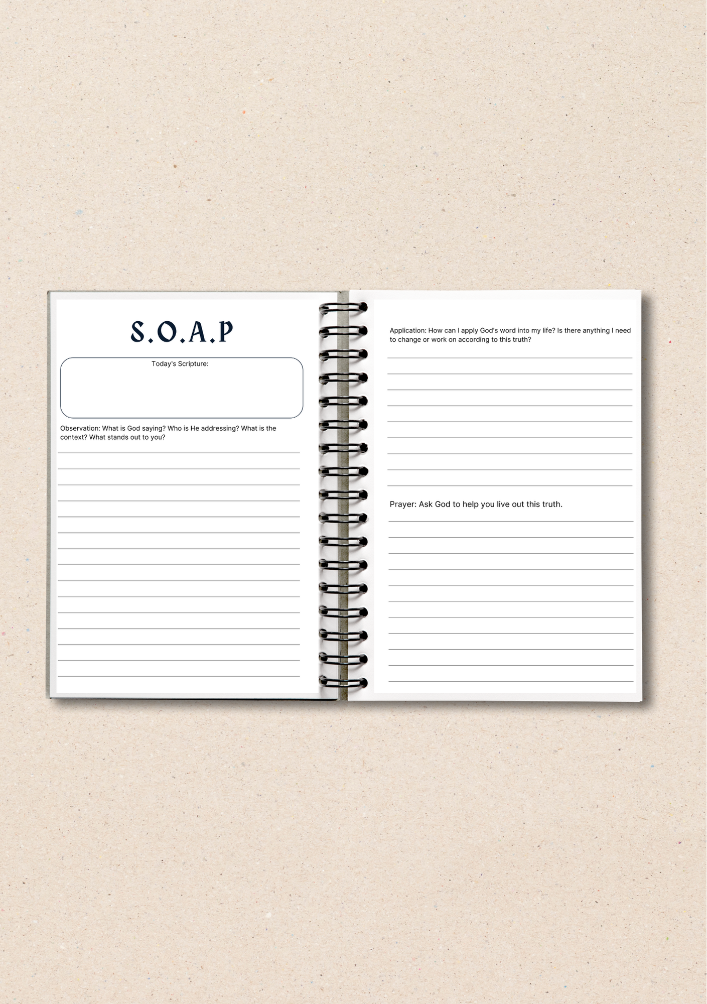 Personalised Grey Bible Study Journal for Men - with SOAP Method