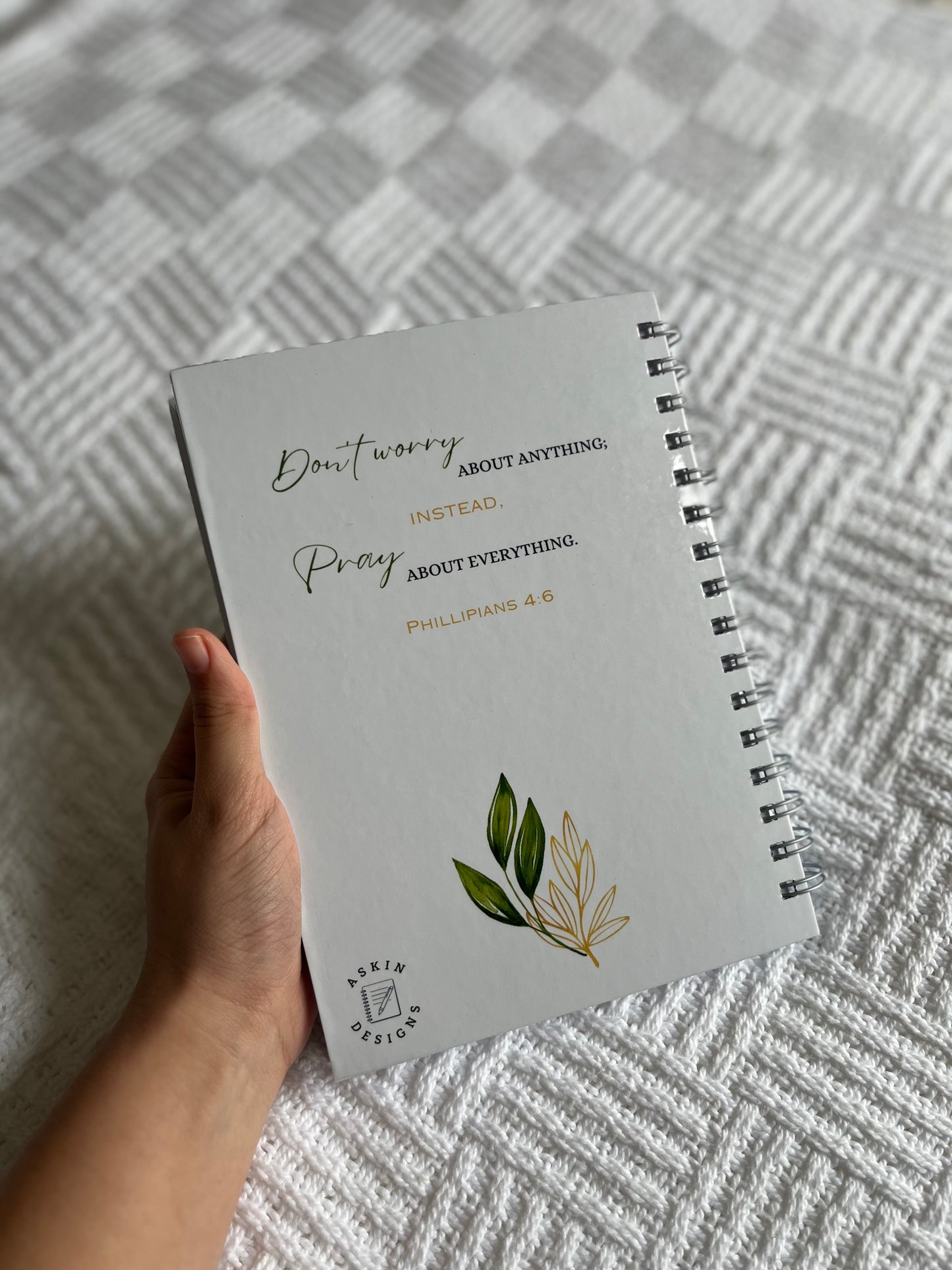 Personalised Green & Gold Guided Prayer Journal
