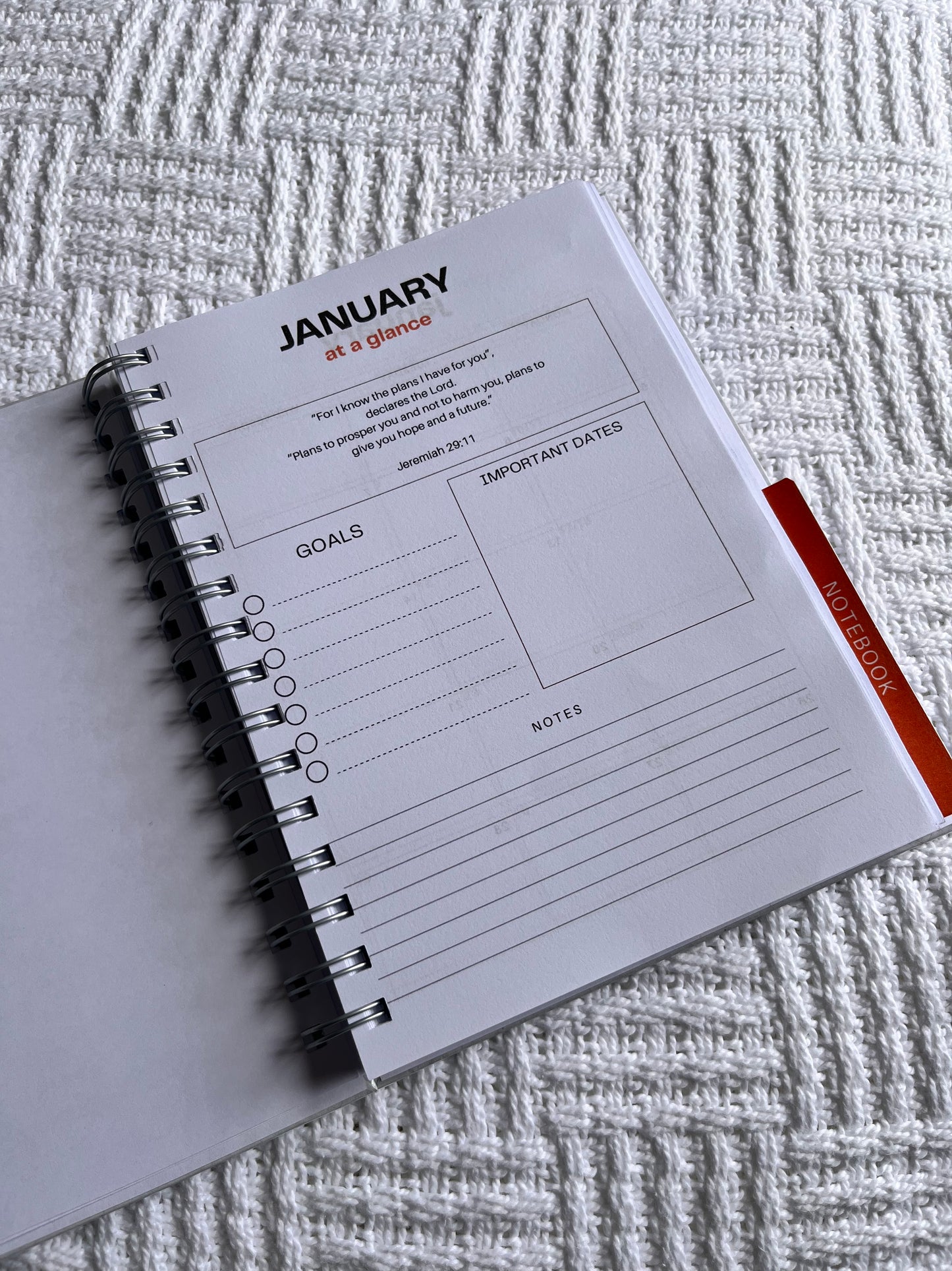 Men's Grey & Orange 2026 Combined Weekly Planner + Notebook (Undated)