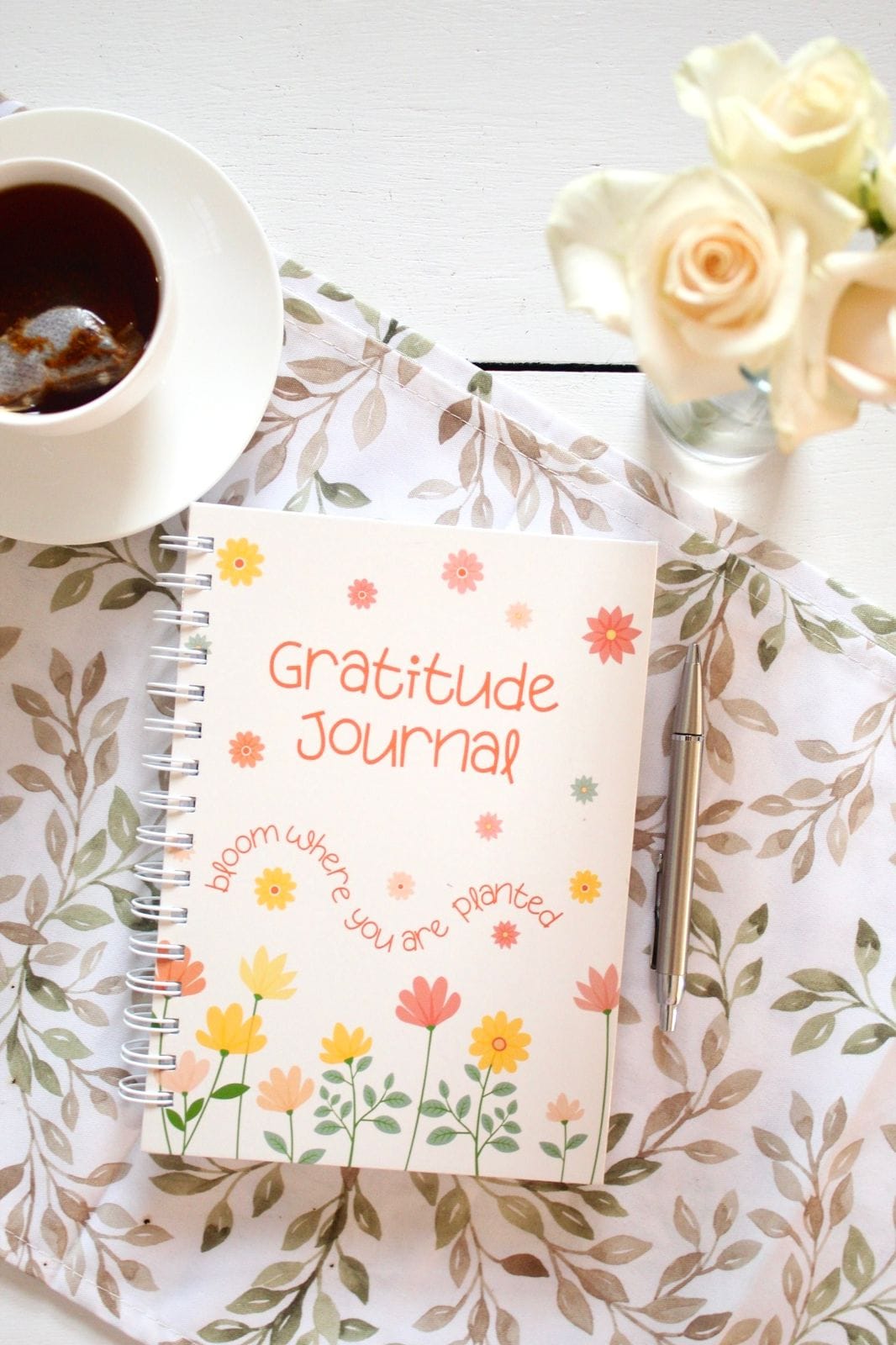 Orange Floral Bulleted Gratitude Journal