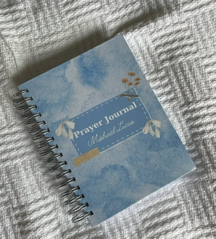 Personalised A5 wire-bound Christian Prayer Journal with Bible verses