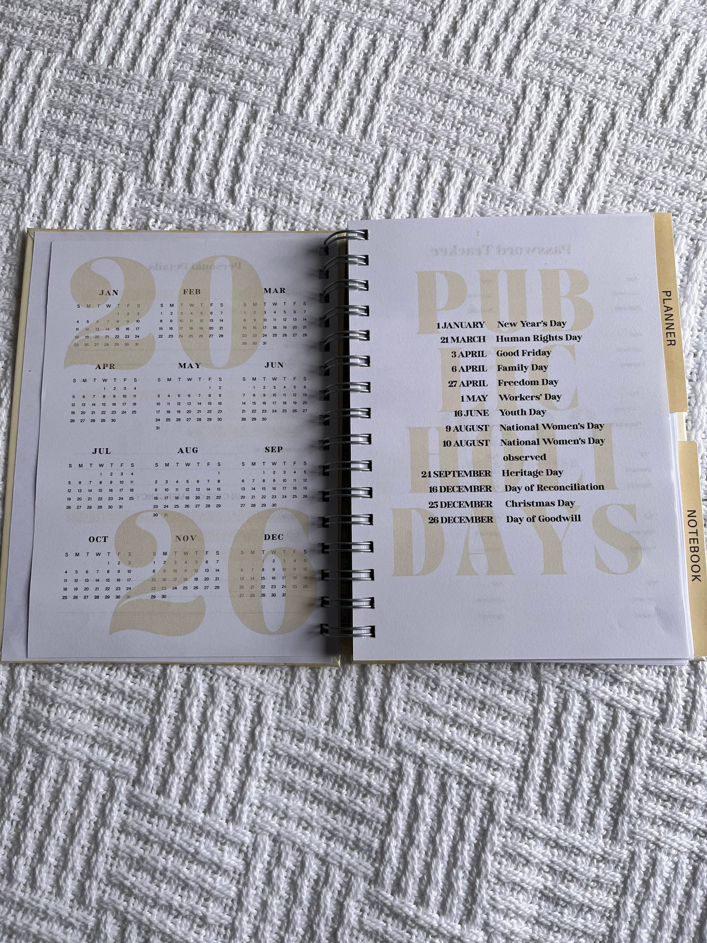 Pastel Striped 2026 Combined Weekly Planner + Notebook (Undated)