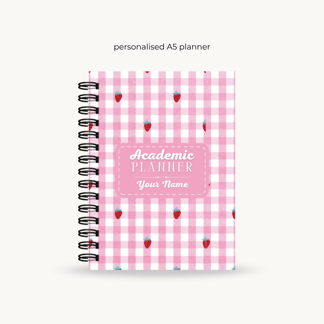 Gingham Strawberry 6-month Undated Varsity Academic Planner