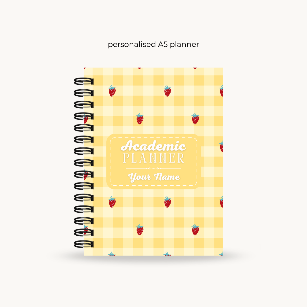 Gingham Strawberry 6-month Undated Varsity Academic Planner