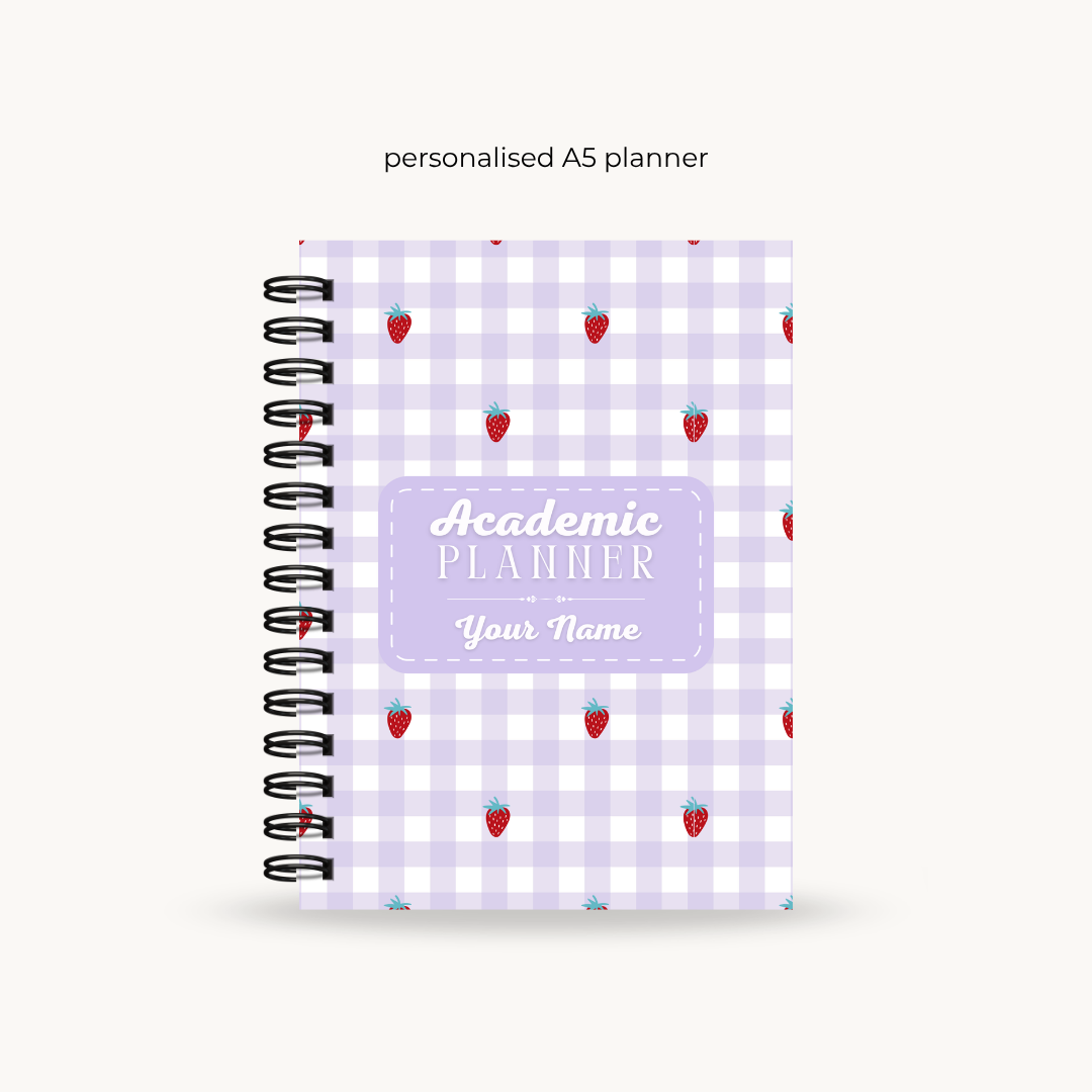 Gingham Strawberry 6-month Undated Varsity Academic Planner