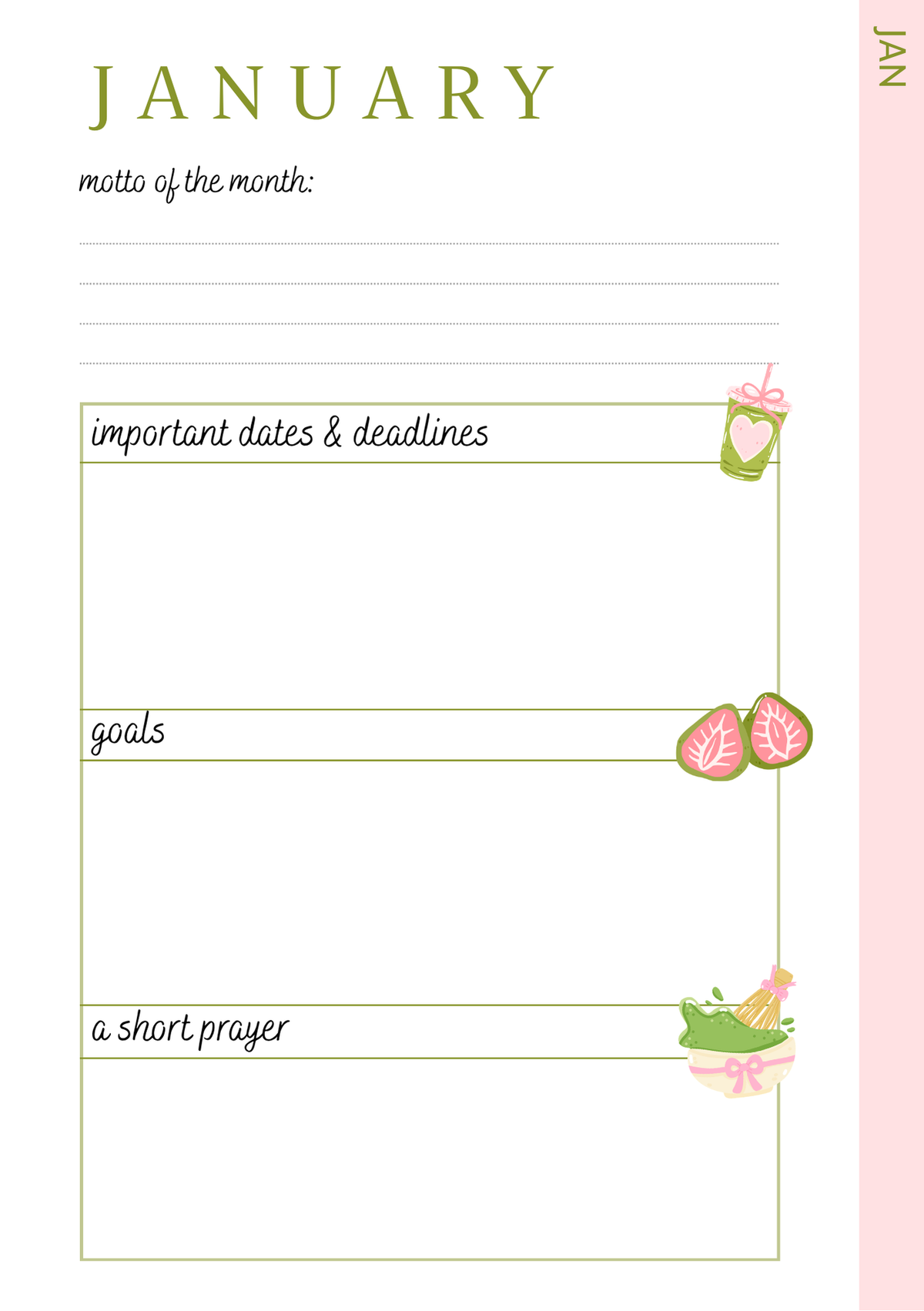 Strawberry Matcha Varsity Academic Planner