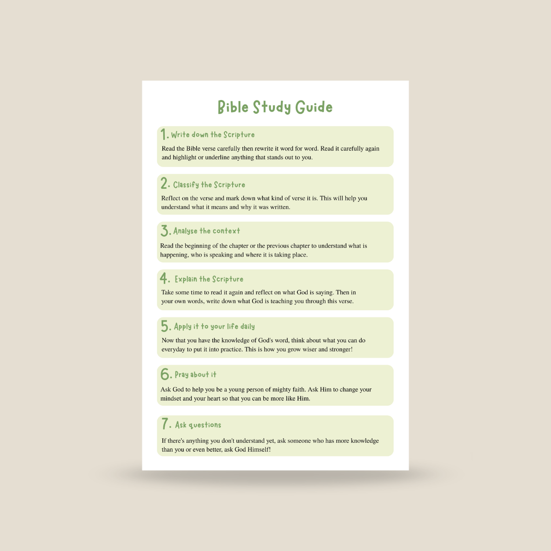 Bible Study Guide on a light beige background