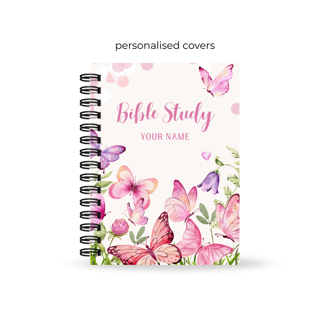 Bible study journal for teens, with butterfly design on a white background