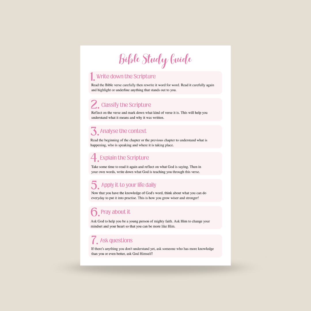 Bible Study Guide on a light beige background