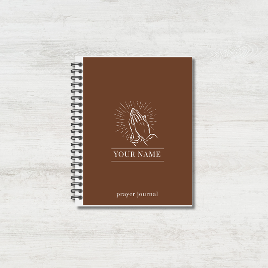 Personalised Christian prayer journal for men with bible verses on faith, family and calling. 