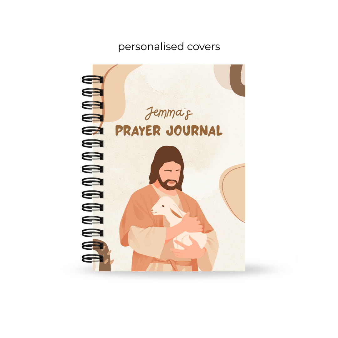 Teen Prayer journal with illustration of Jesus holding a lamb on a white background