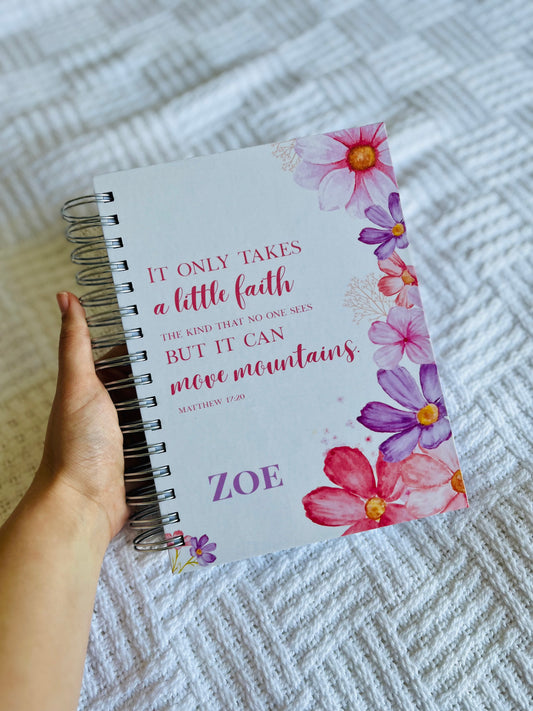 Personalised Floral Prayer & Bible Study Journal in One