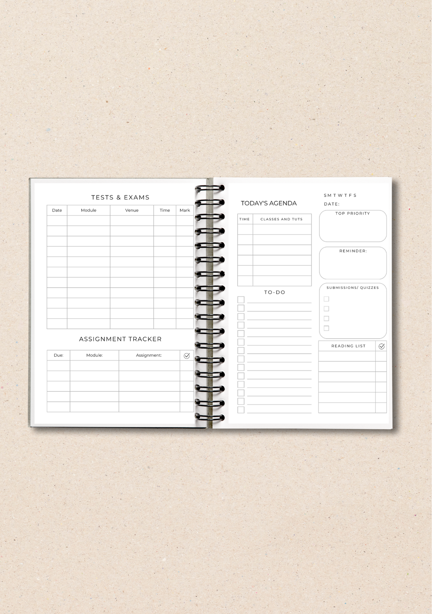 Customisable Varsity Academic Planner