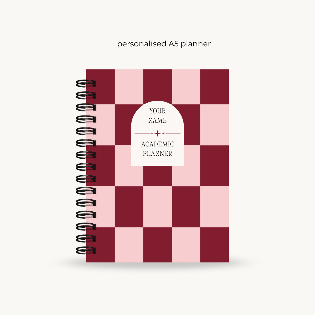 Burgundy Checkered 6-month Undated Varsity Academic Planner