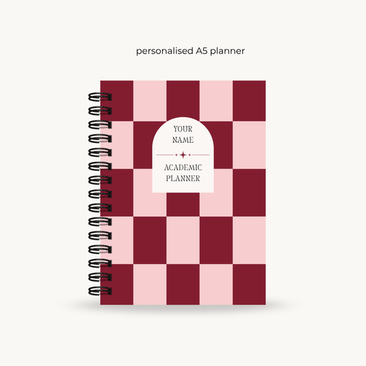 Burgundy Checkered 6-month Undated Varsity Academic Planner