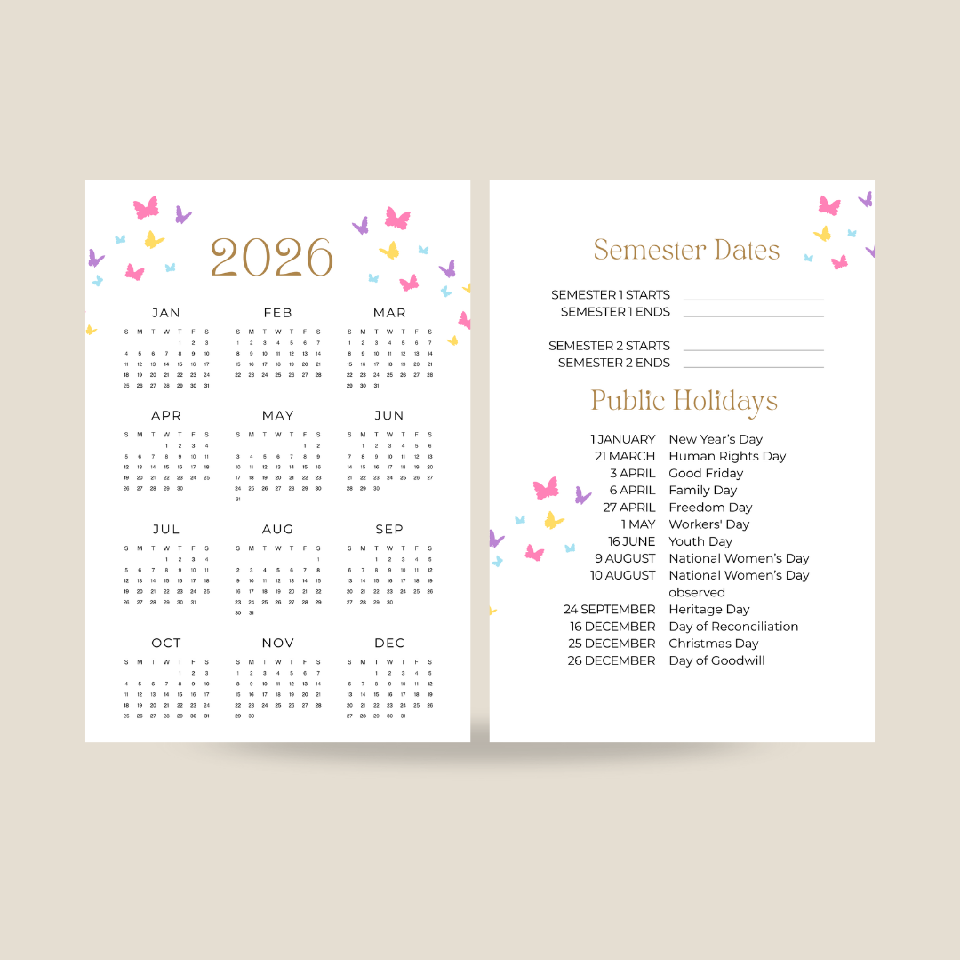 Butterfly Varsity Academic Planner