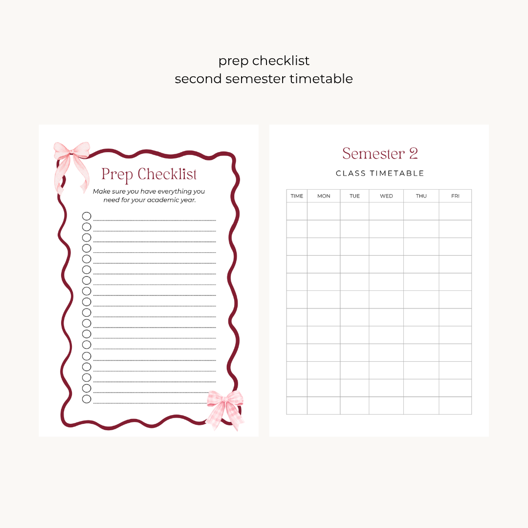 Burgundy Checkered 6-month Undated Varsity Academic Planner