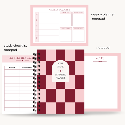 Burgundy Checkered Student Survival Kit