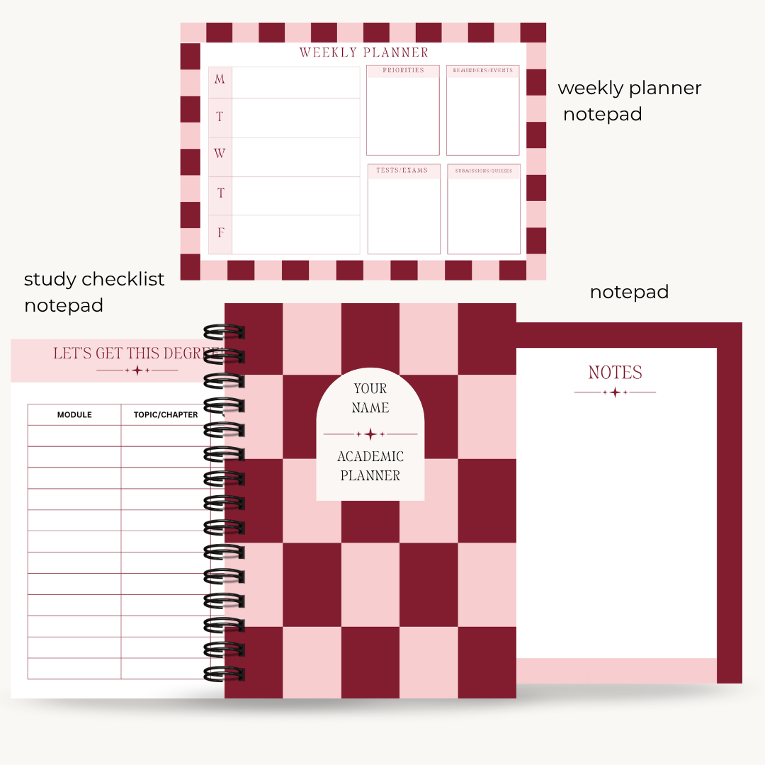 Burgundy Checkered Student Survival Kit