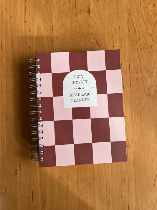 Burgundy Checkered 6-month Undated Varsity Academic Planner