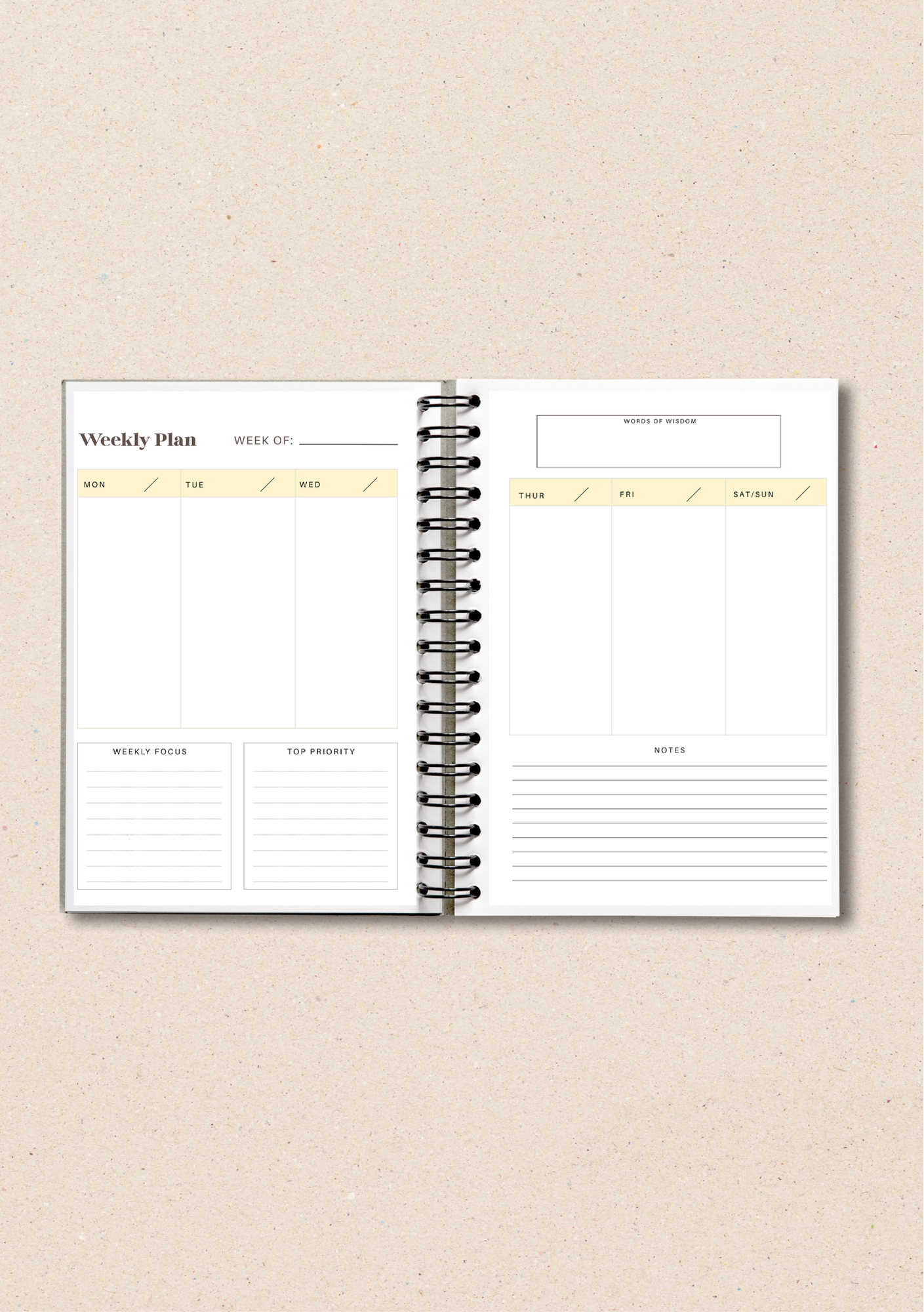 Customisable 2026 Combined Weekly Planner + Notebook (Undated)