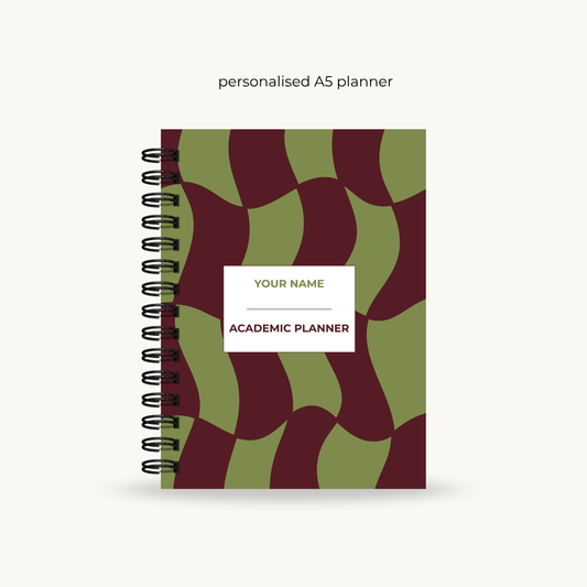 Green & Brown Checkered Varsity Academic Planner-Undated, 6 Months