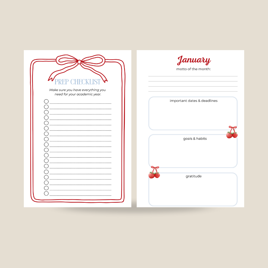 Gingham Strawberry Varsity Planner