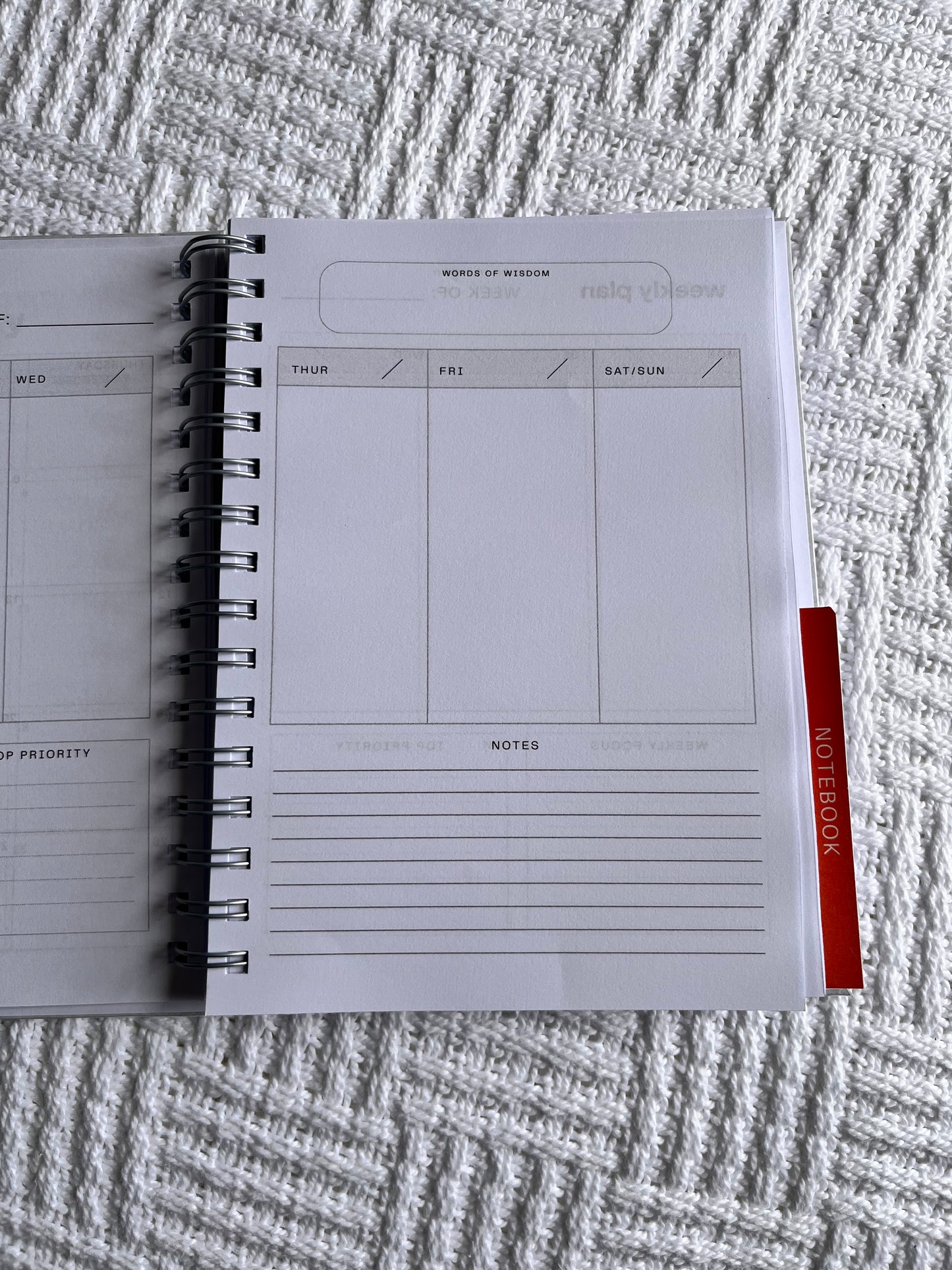 Men's Grey & Orange 2026 Combined Weekly Planner + Notebook (Undated)