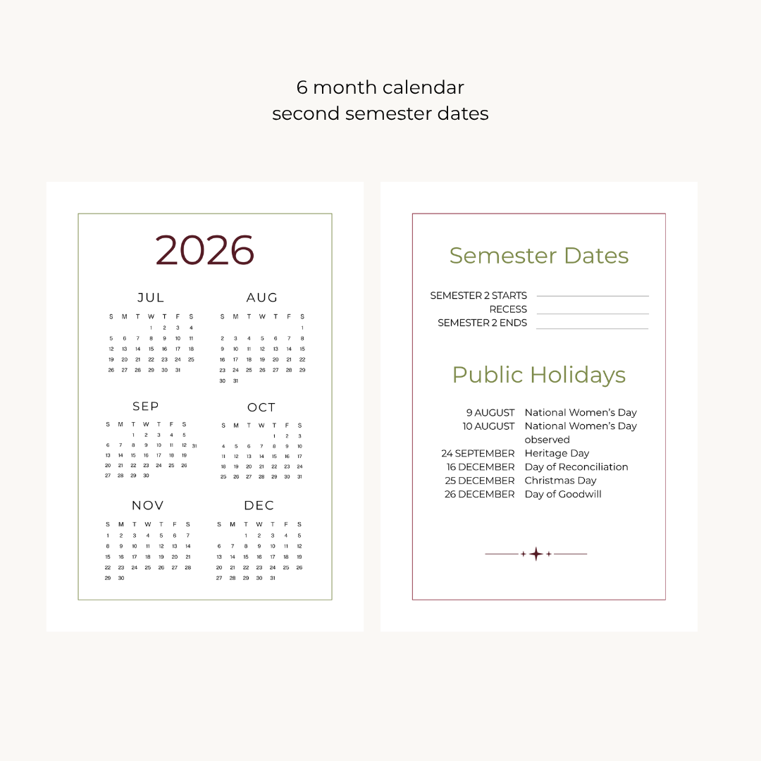 Green & Brown Checkered Varsity Academic Planner-Undated, 6 Months