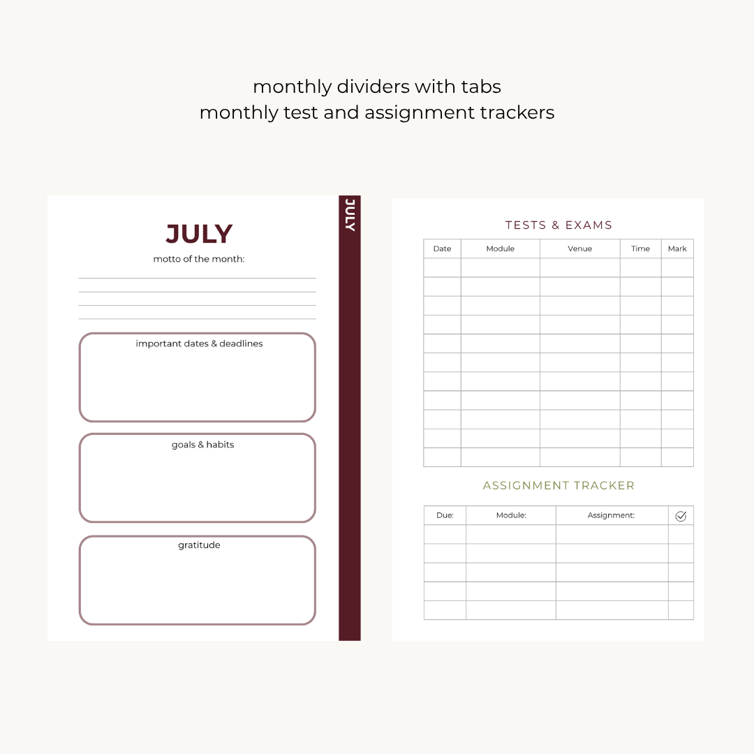 Green & Brown Checkered Varsity Academic Planner-Undated, 6 Months