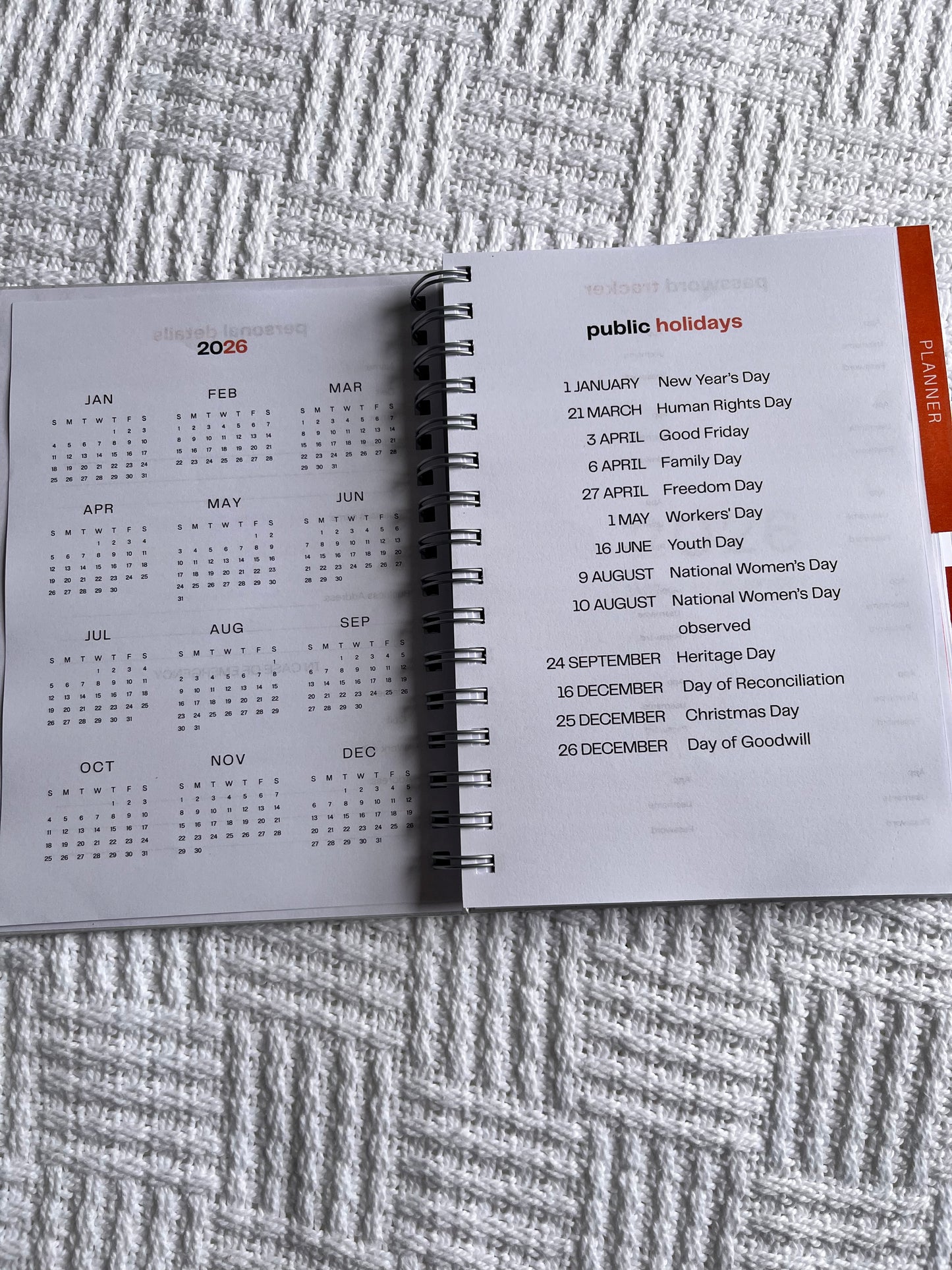 Men's Grey & Orange 2026 Combined Weekly Planner + Notebook (Undated)