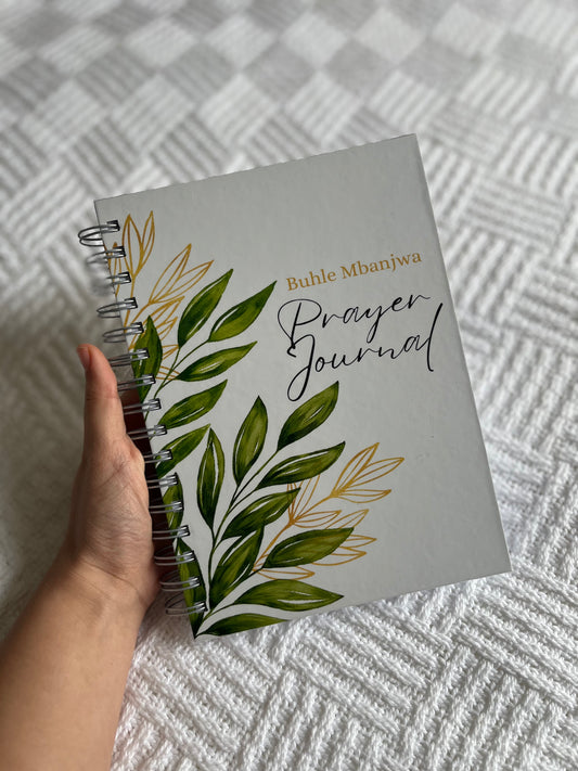 Personalised Green & Gold Leaf Prayer Journal with Prompts