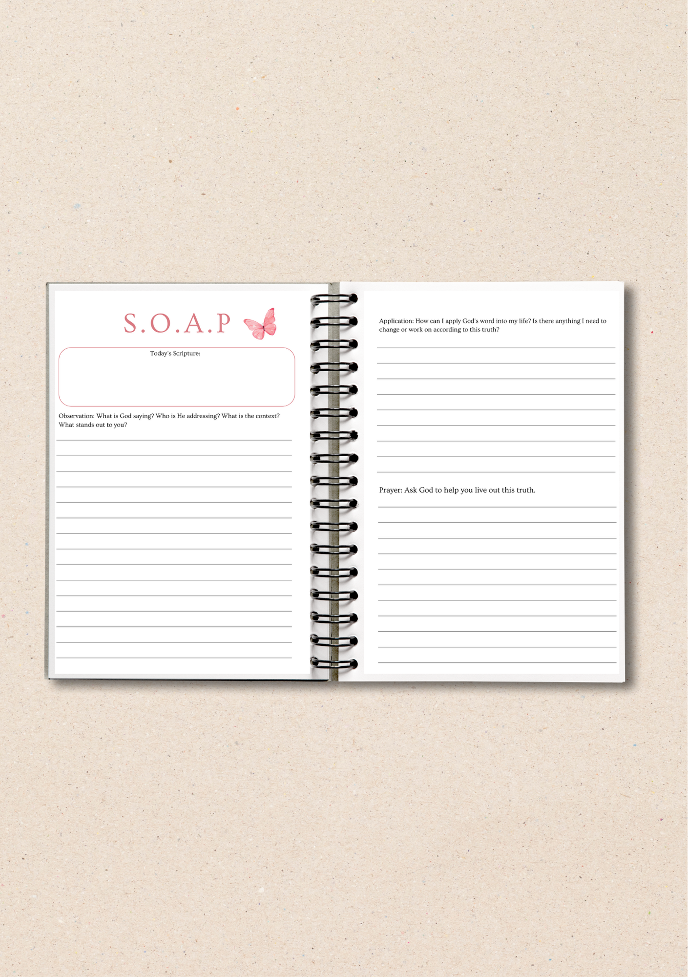 Personalised Butterfly Bible Study Journal - SOAP Method