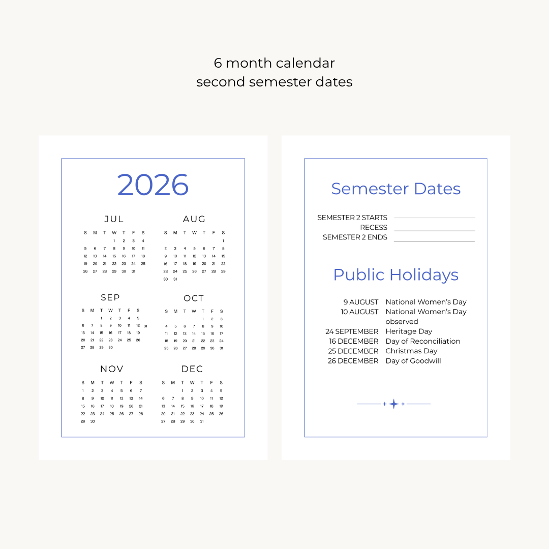 Blue 6-month Undated Varsity Academic Planner