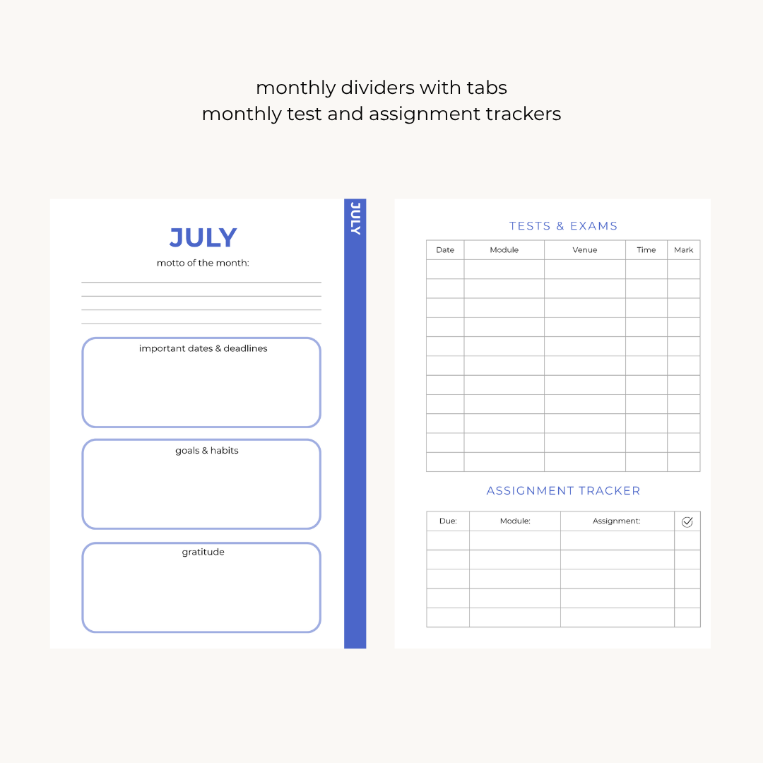 Blue 6-month Undated Varsity Academic Planner
