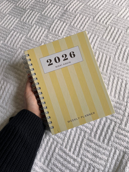 Pastel Striped 2026 Combined Weekly Planner + Notebook (Undated)