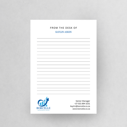 Branded Personalised Tear-off Lined Notepads in Bulk
