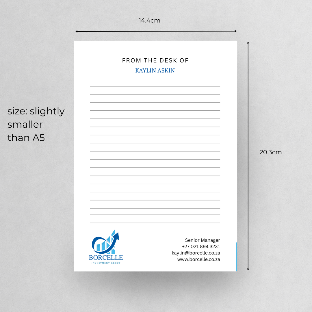 Branded Personalised Tear-off Lined Notepads in Bulk