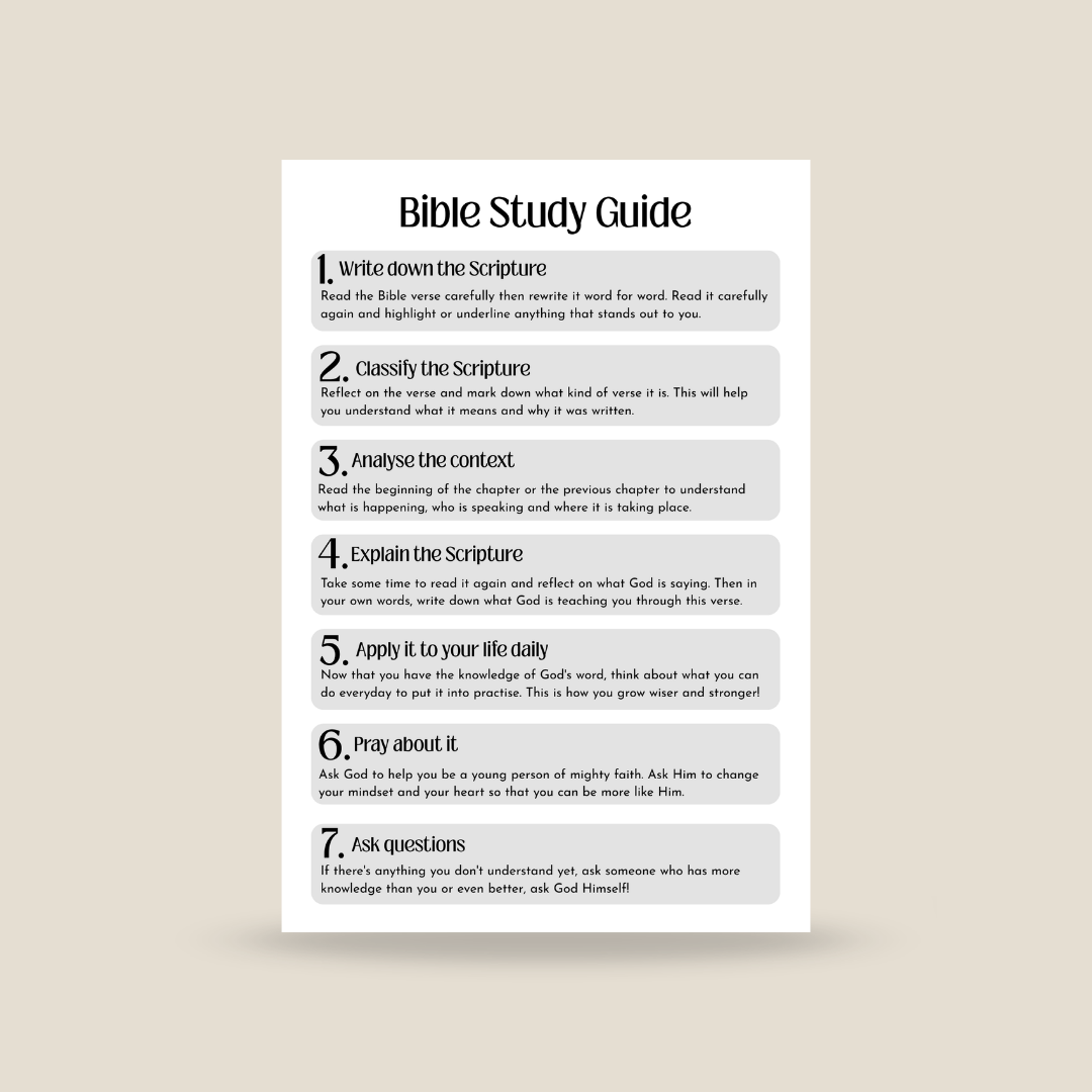 Bible Study Guide on a beige background
