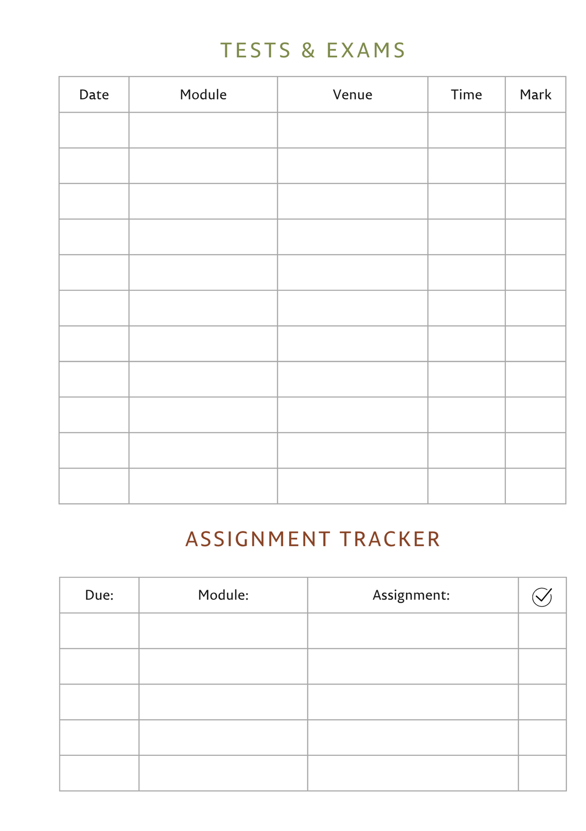 Moss Varsity Academic Planner