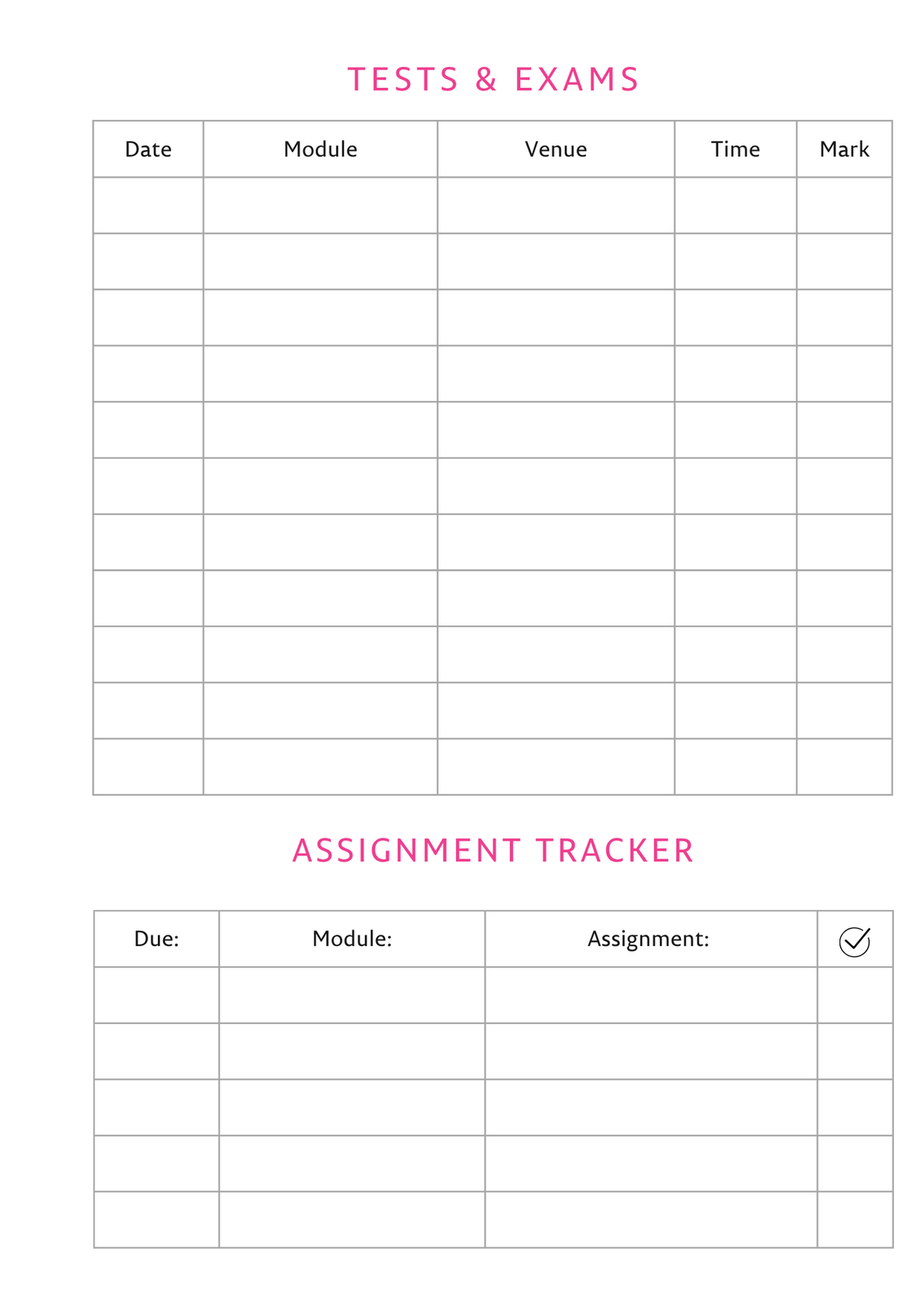 Pink Panther Varsity Academic Planner