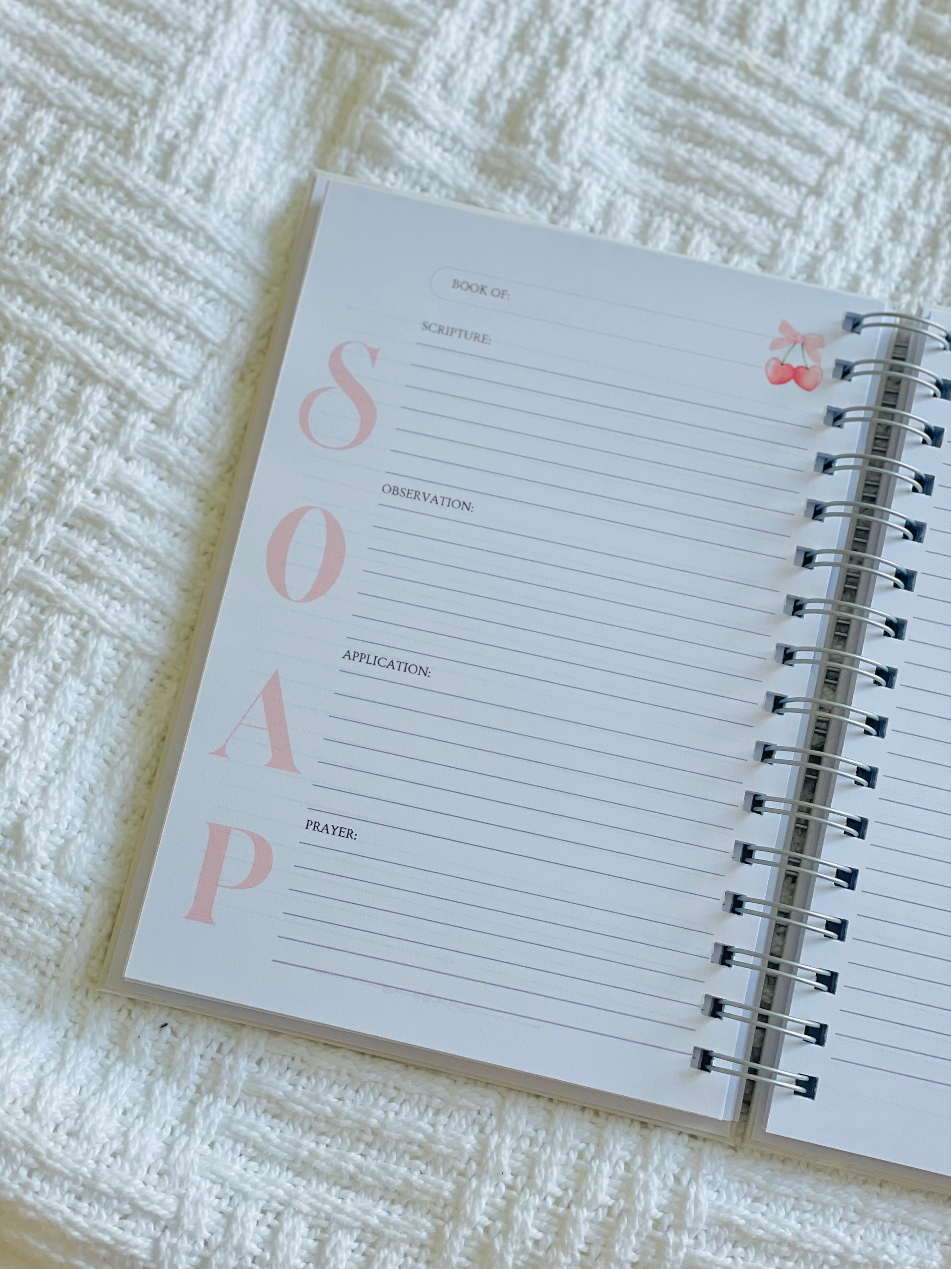Customisable wire-bound Christian Bible Study Journal with the SOAP Method