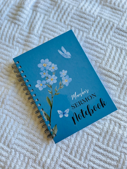 Personalised Blue Sermon Notebook